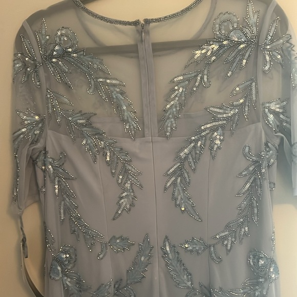 Elegant Ethereal Icy Blue Sequin Formal Dress with Sheer Accents - Picture 7 of 8
